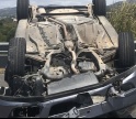 Automóvel capotou em colisão em Faro 