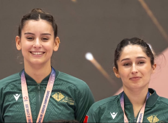 Algarvia Sofia Correia e Catarina Nunes sagraram-se vice-campe&atilde;s da Europa em trampolim sincronizado
