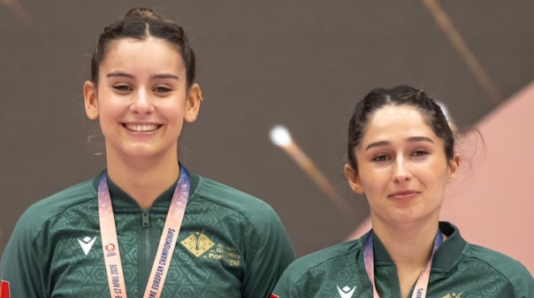Algarvia Sofia Correia e Catarina Nunes sagraram-se vice-campe&atilde;s da Europa em trampolim sincronizado